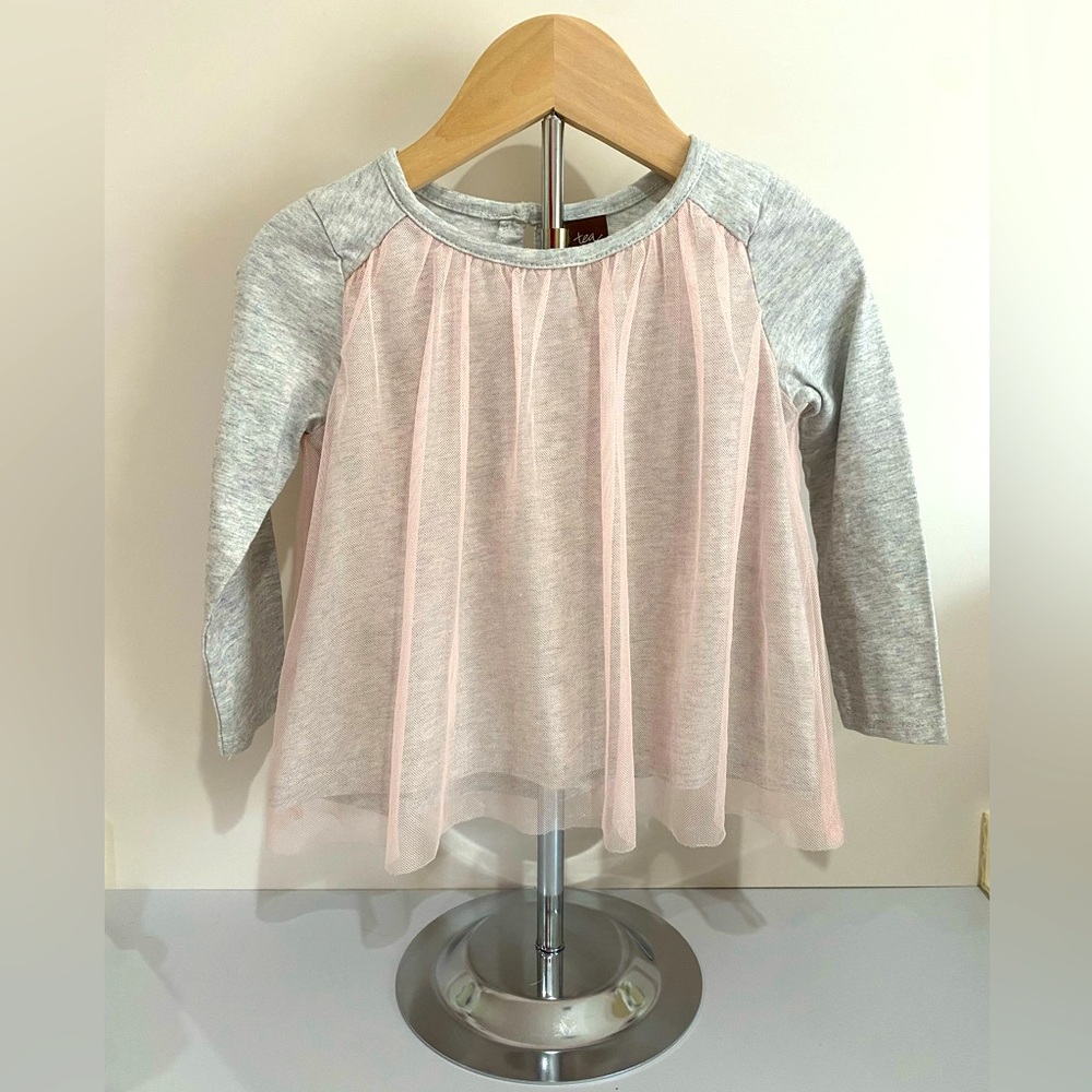 Gorgeous Tea Collection Three Quarter Sleeve Shirt with Gauze Tulle Layers